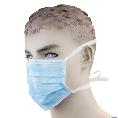 #2205 Dynarex Disposable Blue 3-Ply Triple Pleated Surgical Face Masks with Ties